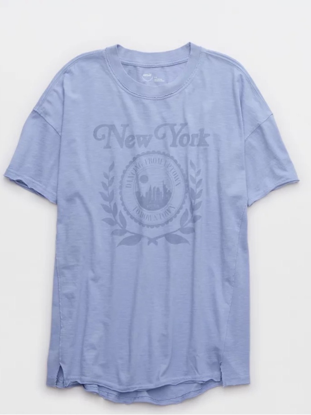 Aerie 100% Cotton Oversized Graphic Boyfriend T-Shirt New York Monaco Blue XXS